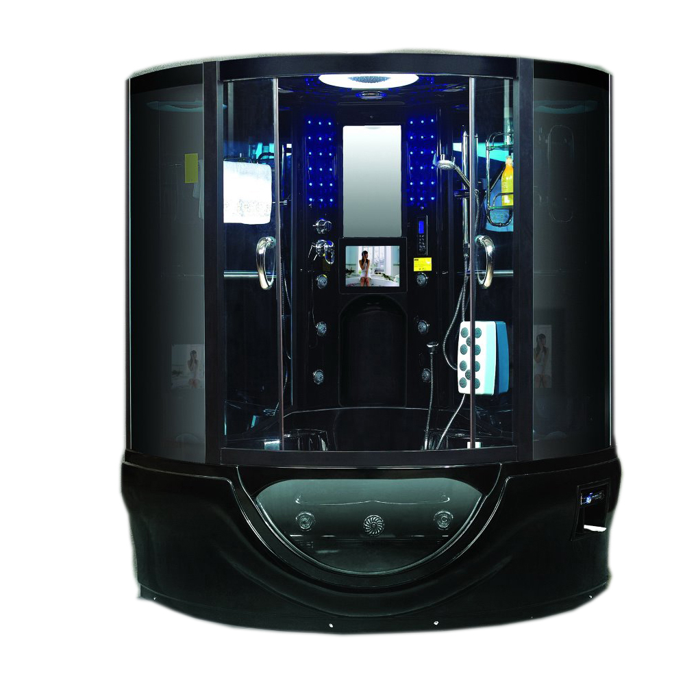 1390mmx1390mmx2250mm Luxury Steam Shower Enclosure Mult-Functional TV Computer Control Wet coffe gold Sauna Room 7031-image-491039921