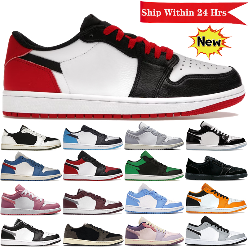 2023 Fashion low 1 Jumpman 1s mens basketball shoes OG Black toe Phantom Medium Olive panda concord patent university blue Light Smoke wolf Grey wom