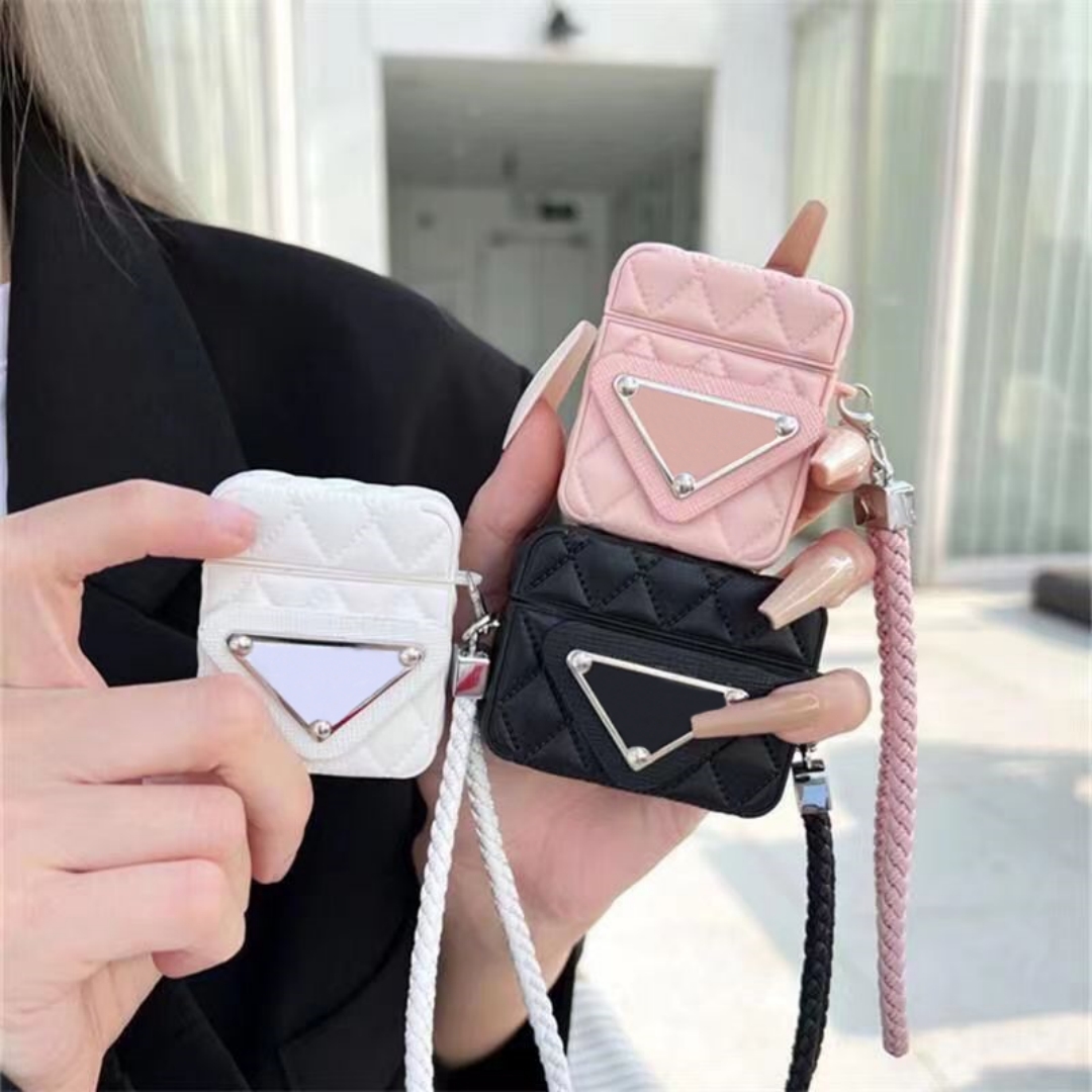 fashion designer headphone accessories airpods cases for 1 2 3 airpod pro shell keychain classic letter rhombic plaid antifall earphone cover cas-image-897324751