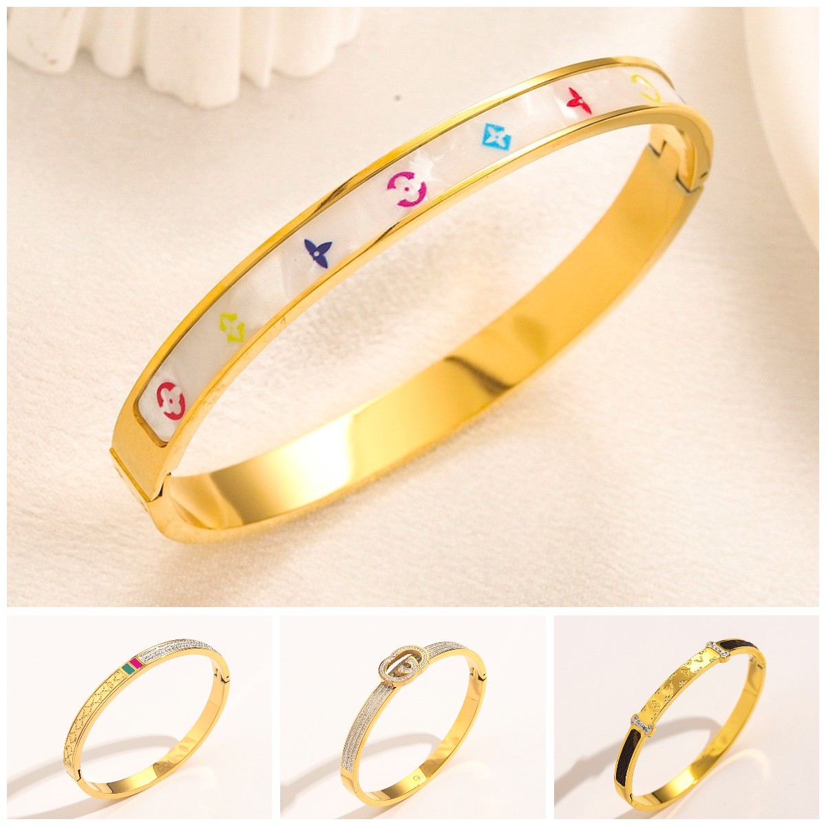 Top Designers Bracelets Femmes Bangle Designer de luxe Green Red Letter Bijoux Wispy Bracelet plaqué en acier inoxydable Amour Gift Bangles Mens