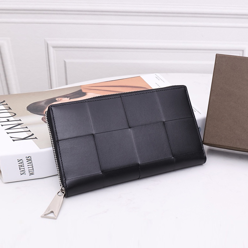 Genuine Leather Wallet Luxury Brand Design Zipper Long Wallet High Quality Minimalist Storage Travel Phone Wallet 8 Card Slots 2023 New Black-image-894292331