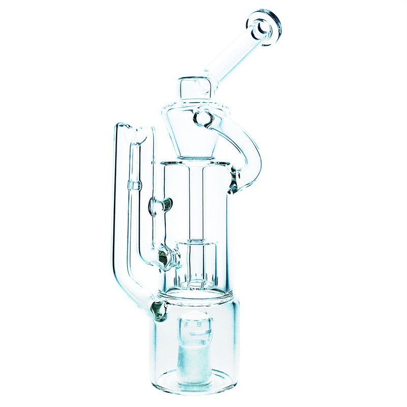 Recycling circulating smoke evaporator glass water pipe, with base water smoke bubbler 1 bird cage perc 18mm connector GB425-image-781304993