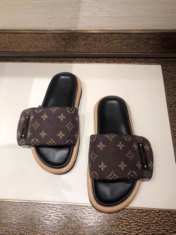 2023 Designers Piscine Oreiller Mules Femmes Sandales Coucher De Soleil Plat Confort Mules Velcro Rembourré Sangle Avant Pantoufles À La Mode Fac