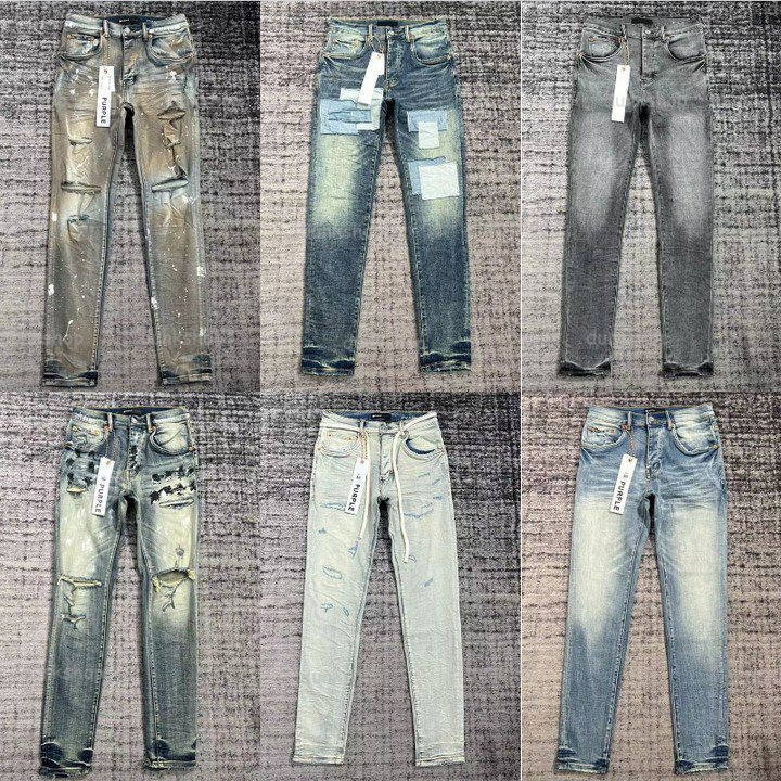 ksubi jeans purple jeans designer stacked jeans men Mens Ripped Straight Regular Jeans denim Tears Washed Old Long black jeans