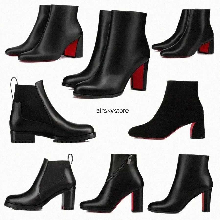Bottes rouges Chaussures à la mode Femmes Femmes courtes Bottises Habille aux talons de bottes Boots Luxury Reds Sole