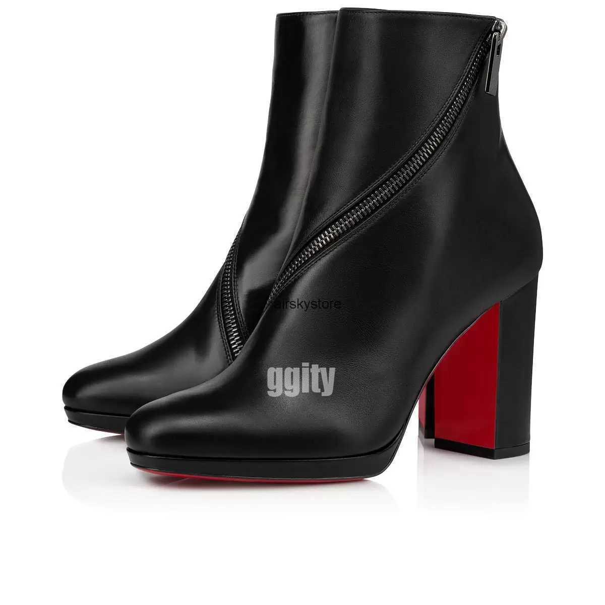 Boot de la cheville Bottes rouges talons bottes pompes ankles bottines femmes bottines courtes robes de luxe rouges semelles talon femme turela d