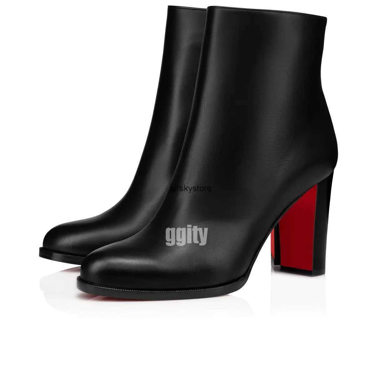 Boot de la cheville Bottes rouges talons bottes pompes ankles bottines femmes bottines courtes robes de luxe rouges semelles talon femme turela d