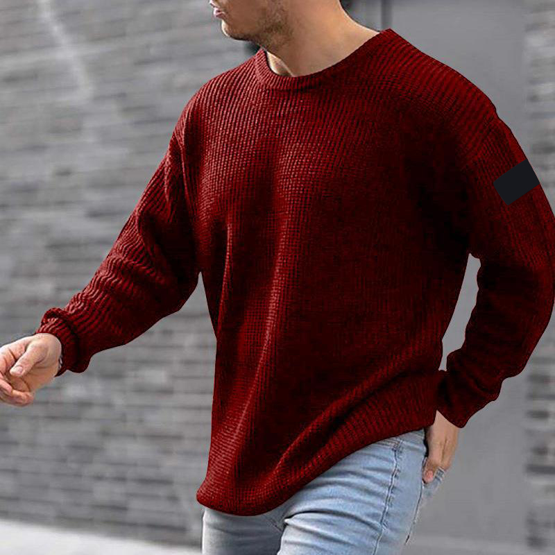 2023 Casual sweater Spring and autumn new Europe and the United States men's solid color casual sweater cross border men's crewneck jum