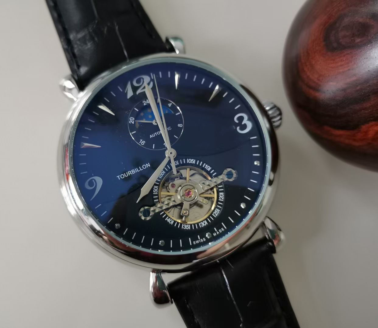 Designer qualité hommes montres montre de luxe jour date diamant cadran top marque tourbillon mécanique automatique montres pour hommes rejoles c