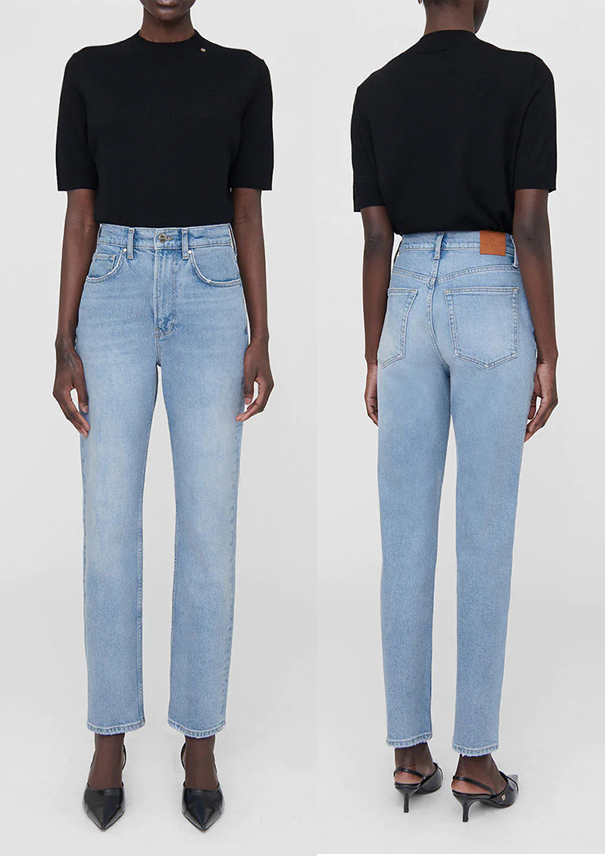 Jeans 23AW Anines bing Designer Women New Fashion High Waisted Washed and Edged Medium Elastic Small Straight Leg Women Cropped Jeans Slim Fit je-image-894793327