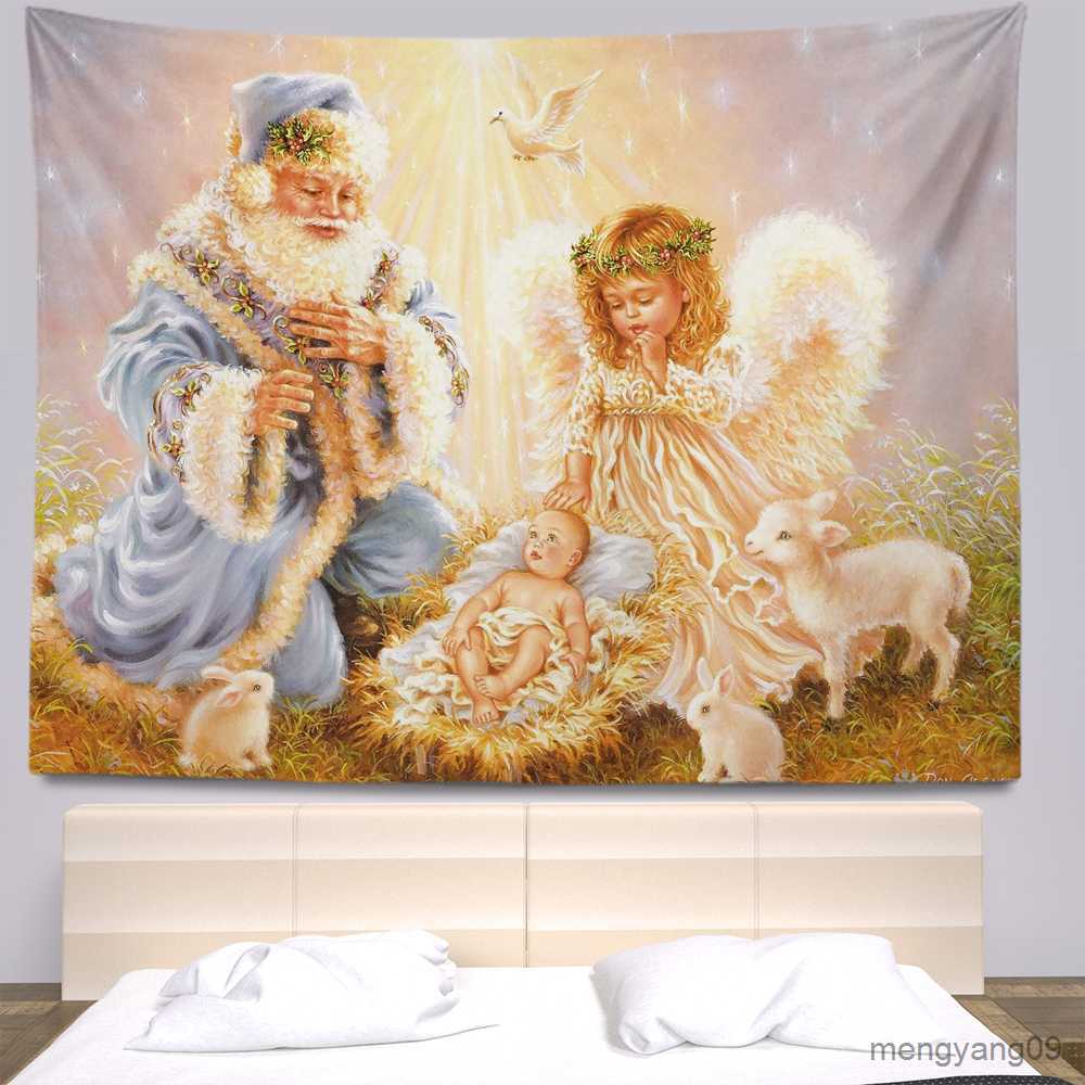 Tapestries Christmas tapestries wall hangings hippies dormitory room decoration large cloth walls curtains bed sheets beach towels L260524-image-895057344