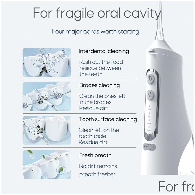 other oral hygiene portable oral irrigator 310ml usb rechargeable teeth flusher dental water pick flosser water  4 nozzles tooth cleaner