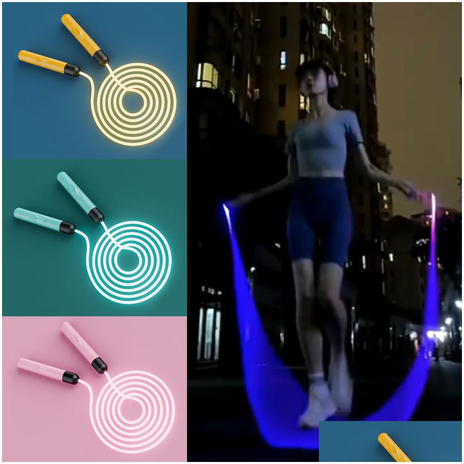 jump ropes glowing led skipping rope for kids adult fitness adjustable skip portable training sports equipment outdoor 230625