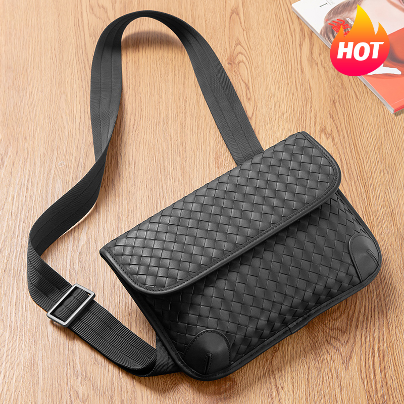 Sac de messager masculin de marque de luxe sac de poitrine de créateur haut de gamme en cuir authentique en cuir à main sac à vélo européen et am