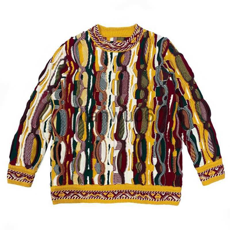 Men's Sweaters Kapital Hirata Hiroshi Vintage Contrast Bitter Melon Pattern Knitwear Flower and Color Pullover Heavy Duty Ethnic Japan Sweat-image-895146025