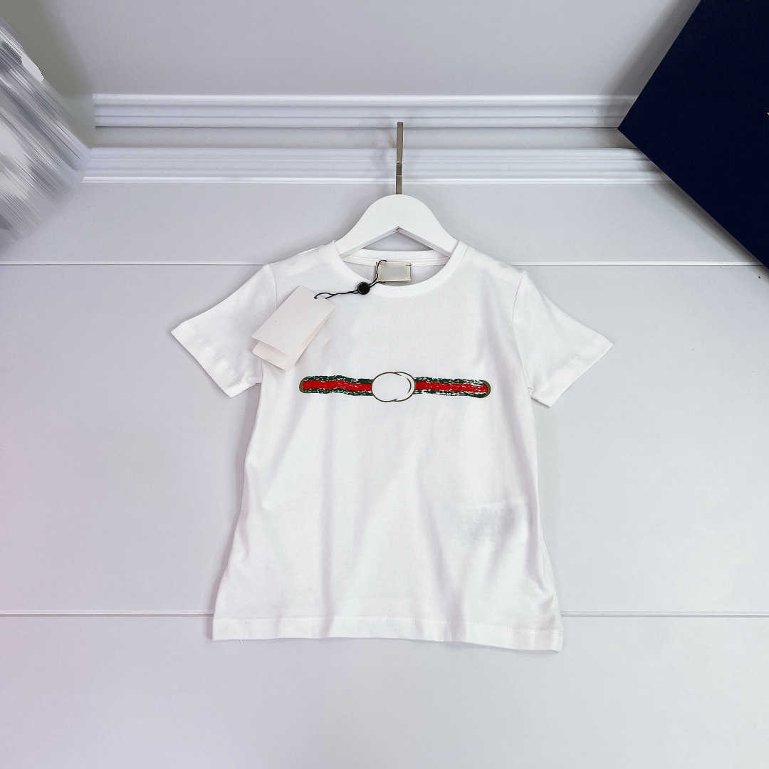 New designer baby clothes summer Kids tees fashion Child T-shirt Size 100-160 CM Solid and minimalist design round neck tops-image-1016032901