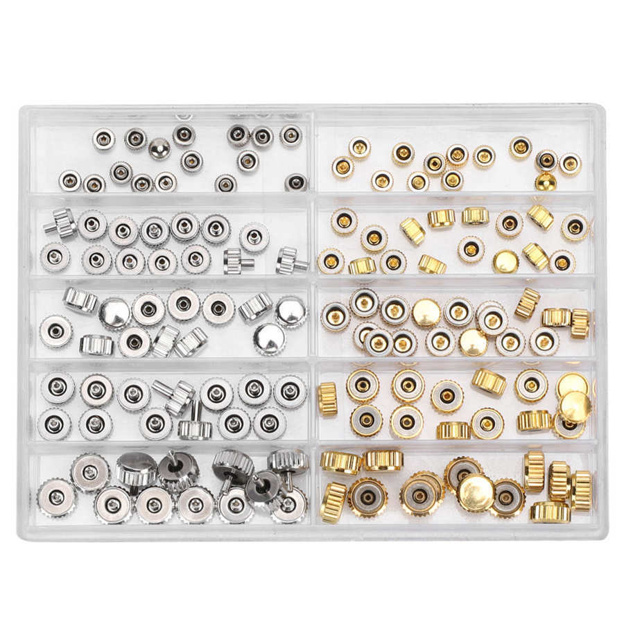 Outils de réparation kits 100pcs / set 3.0-7,5 mm de montre en alliage couronne pièces accessoires assortis outil de réparation de montre pour ho