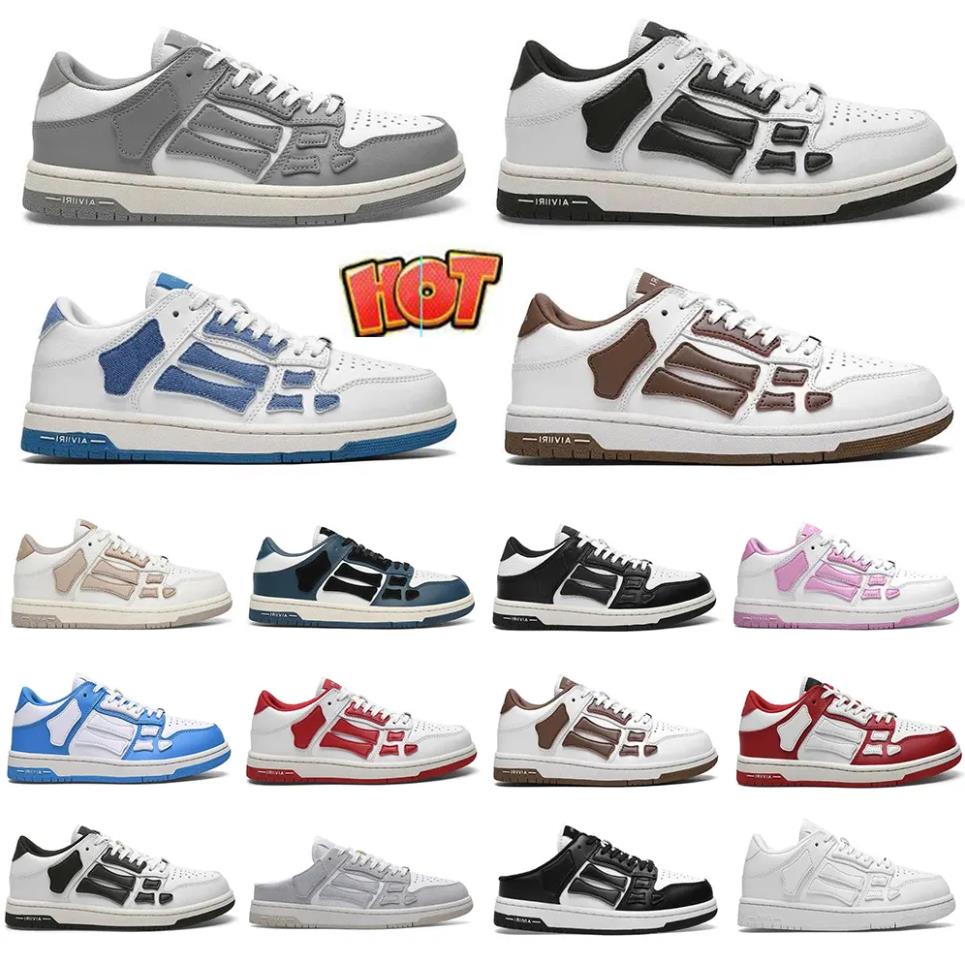 amiri Shoes Skel-Top Low Chaussures décontractées Skelet Bones Runner Top Low Skel Skeleton chaussures Sport Rétro Baskets Noir Blanc En Cuir Vér