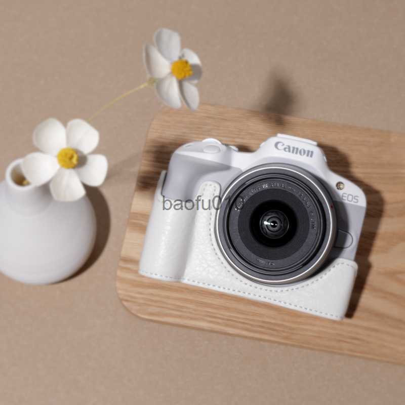 Camera bag accessories handwork Photo Camera PU leather Bag Body BOX Case For CANON EOS R50 r50 R100 Protective sleeve base Open the battery door-image-895274648