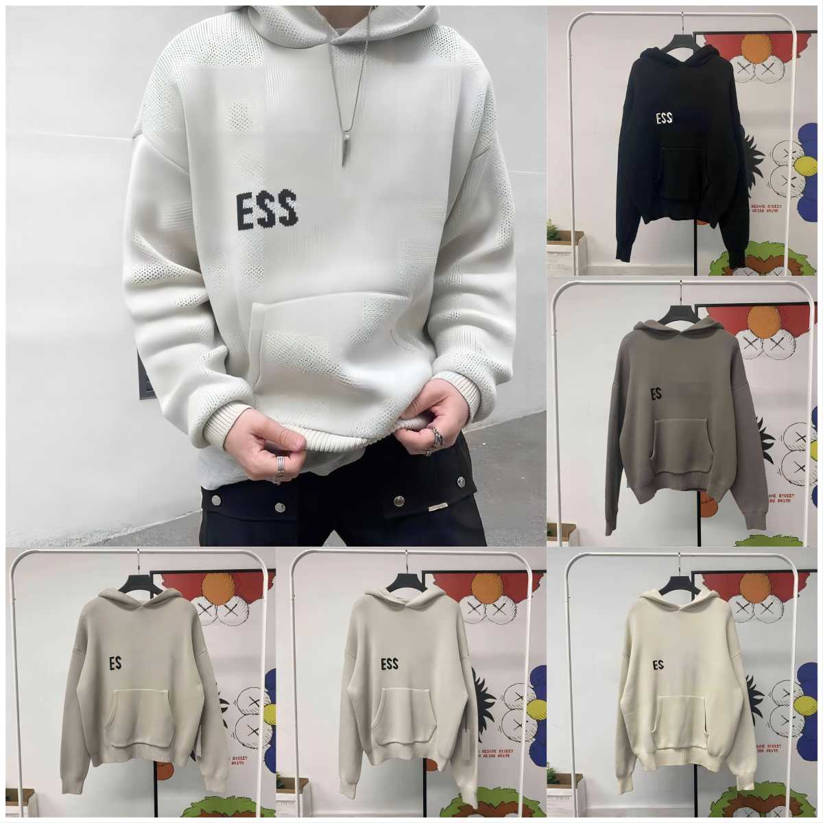 Men&#039;s Hoodies Sweatshirts Essentialclothing Hoodie Ess Knitted Sweater Zipper Letter Long Sleeve Sweatshirt Loose Fog Essent Yh88 luxurious-image-909490368