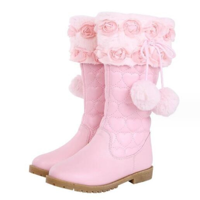 Girls' Boots 2023 Autumn and Winter New Fashion Bow Martin Boots Little Girl High Boots Princess Leather Shoes White Pink Children's Bo