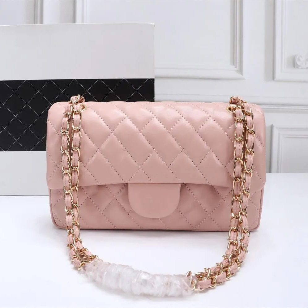 Top Designer Custom Luxury Brand Handbag Channel Women's Bag 2023 Leather Gold Chain Crossbody 2.55cm Black and White Pink Clip Sheepskin Sh