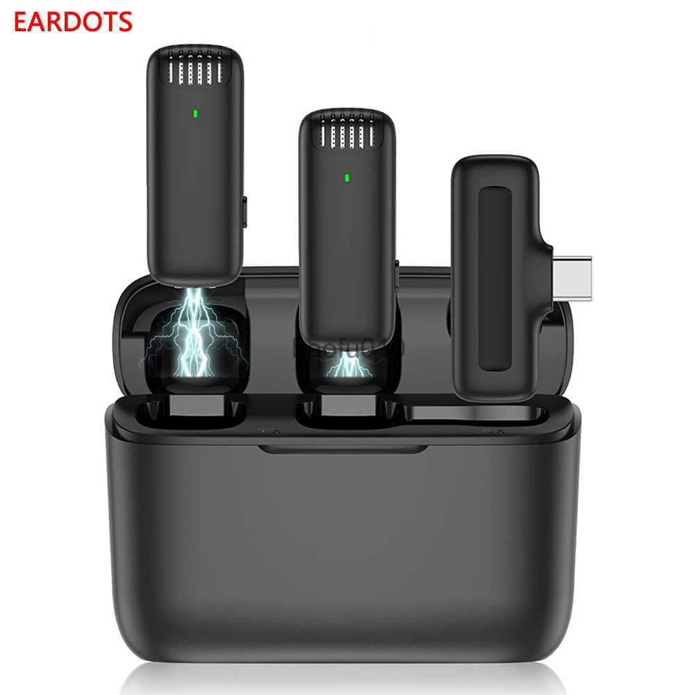 Microphones Wireless Lavalier Microphone Charging Case Mic Portable Audio Video Recording for iPhone Android Camera Notebook Live Gaming Mic HKD2-image-895693486