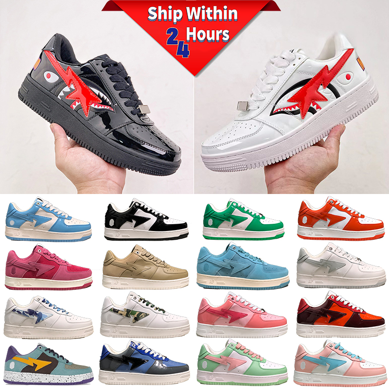 Men Designer Casual Shoes Sta Low Nigo Patent Leather Sneakers White ABC Camo Green Blue Color Combo Pink Platform Trainers For Mens Womens Outdo-image-893136610