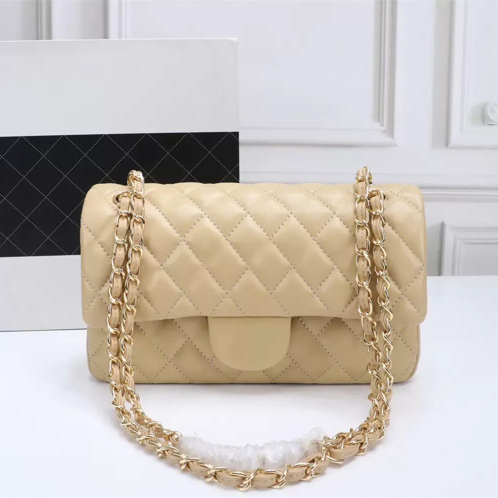 Top Designer Custom Luxury Brand Handbag Channel Women's Bag 2023 Leather Gold Chain Crossbody 2.55cm Black and White Pink Clip Sheepskin Sh