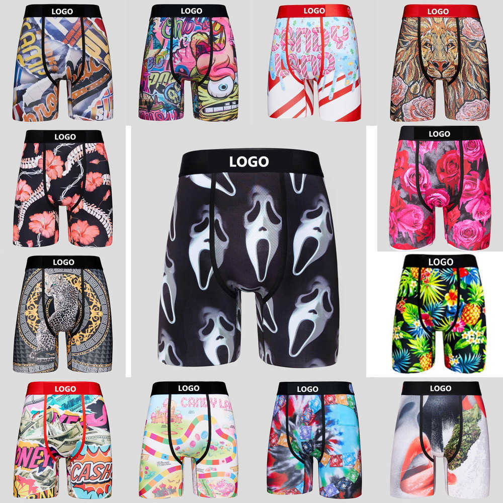 Mens Psd Branded Male Mens Underwear Underpants Printed Shorts Briefs Boxers Soft Breathable Panties with Package
