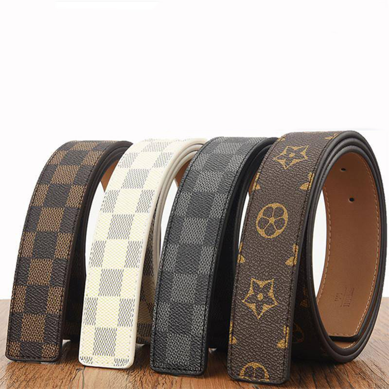 Men V Designers Belts Classic fashion luxury casual letter L smooth Buckle womens mens leather belt width 3.8cm P1005-image-895627853