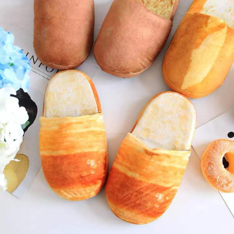 Creative Simulation Bread Burger Toast Winter Home Soft Bottom Non slip Plush Warm Cotton Slippers 230817