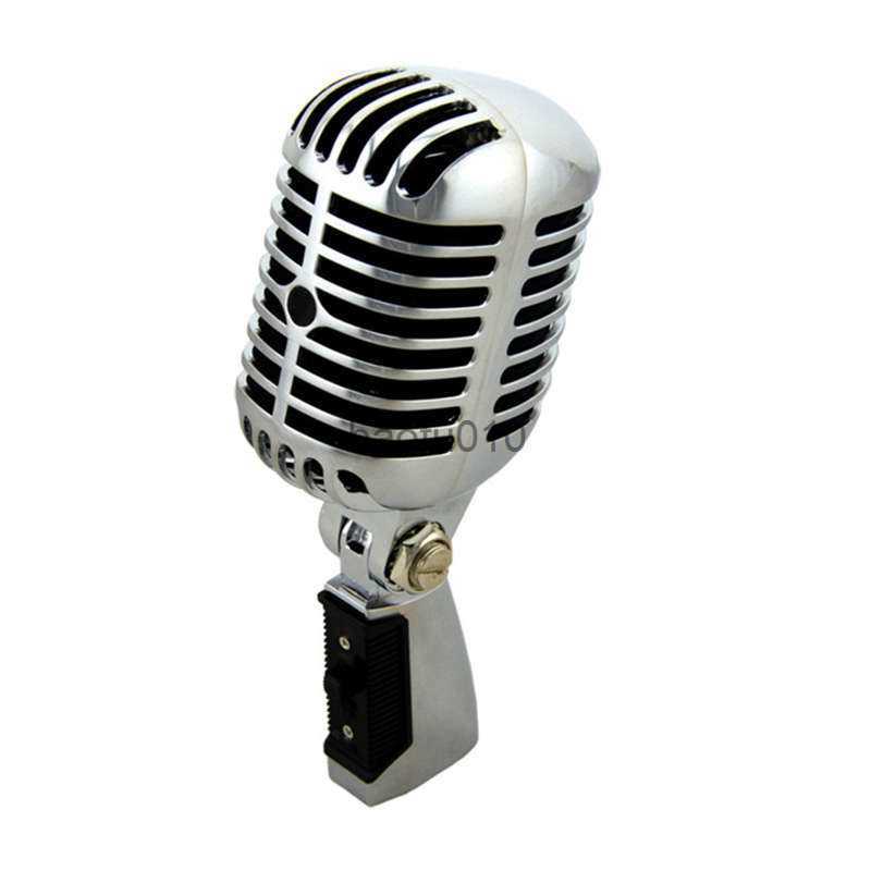 Microphones Retail Professional Wired Vintage Classic Microphone Good Quality Dynamic Moving Coil Mike Deluxe Metal Vocal Old Style Ktv Mic HKD23-image-895694121