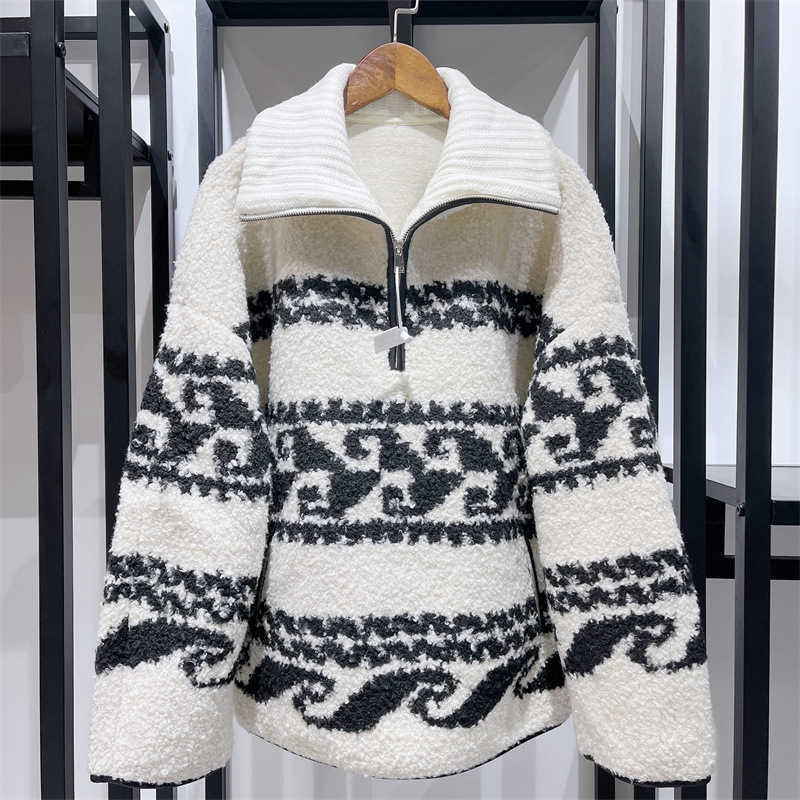 Marant Women Classic Sweaters New Etoile Marner Sweater Women Zipper Pullover Sweaters Half-zip Fleece Coat designer cardigan women knitted knit