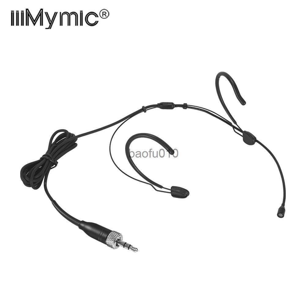 Microphones iiimymic Professional Black Headset Microphone 3.5mm Lockable Headworn Mic Dual Ear Hook For Sennheiser Wireless BodyPack System HKD2-image-895700509