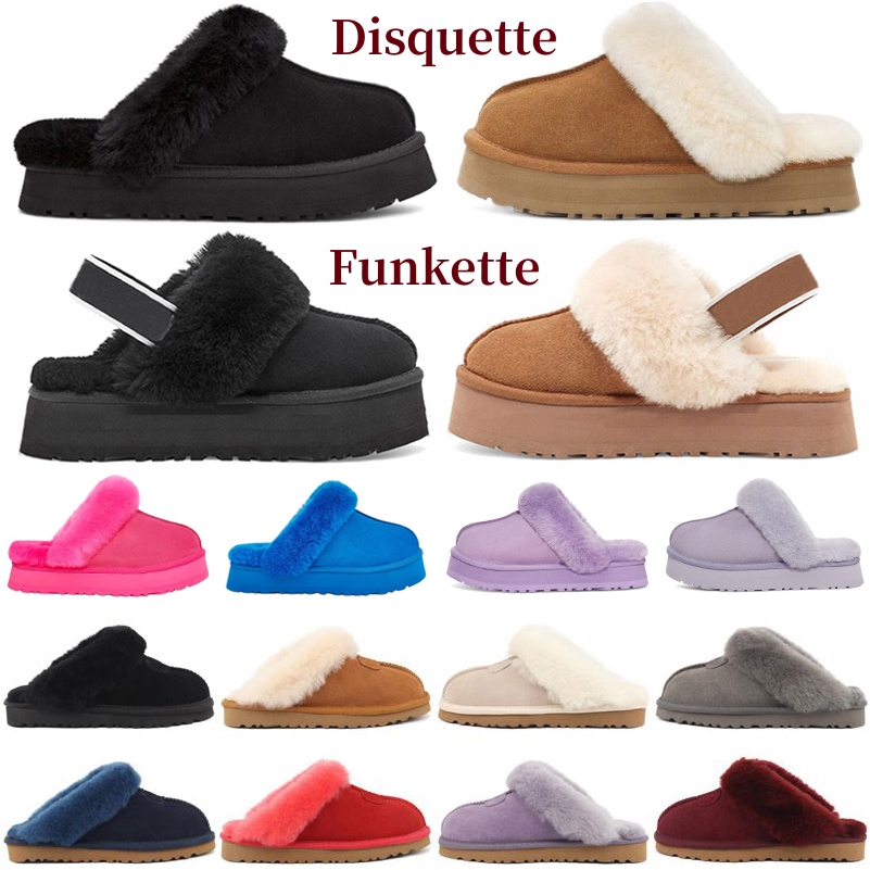 Designer Funkette Disquette Mini Snow Boots Slippers Women Winter Tasman Boot Classic Chestnut Black Driftwood Chocolate Moss Green Sky Blue Yellow