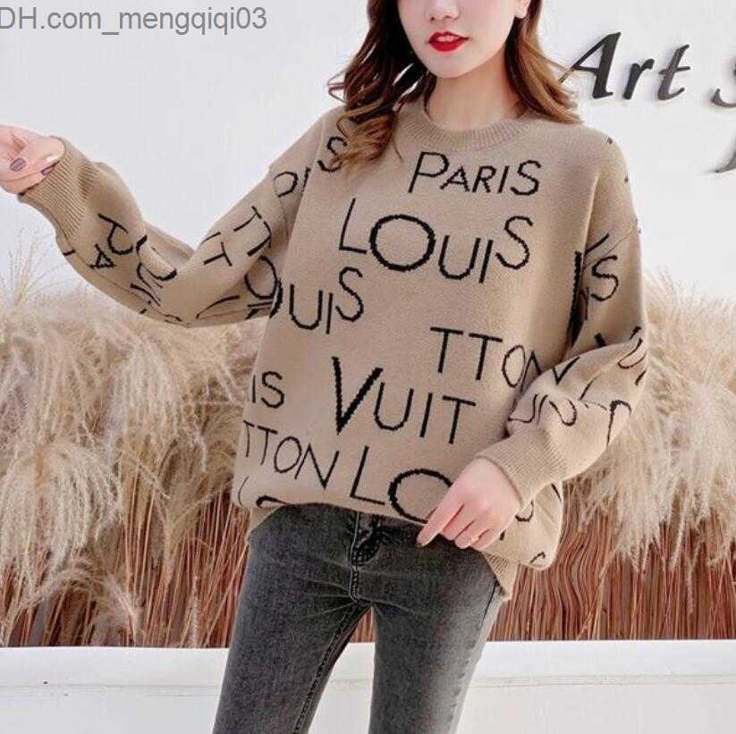 Women's Sweaters womens sweater for designer casual knit contrast color long-sleeved fashion classic ladies collar cotton Coat Z230819-image-895872591