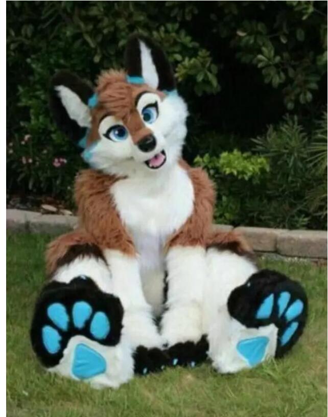 Halloween Long Fur Husky Dog Fox Fursuit Mascot Costume Suit Cartoon mascot Character Halloween Carnival party Costume-image-896000213