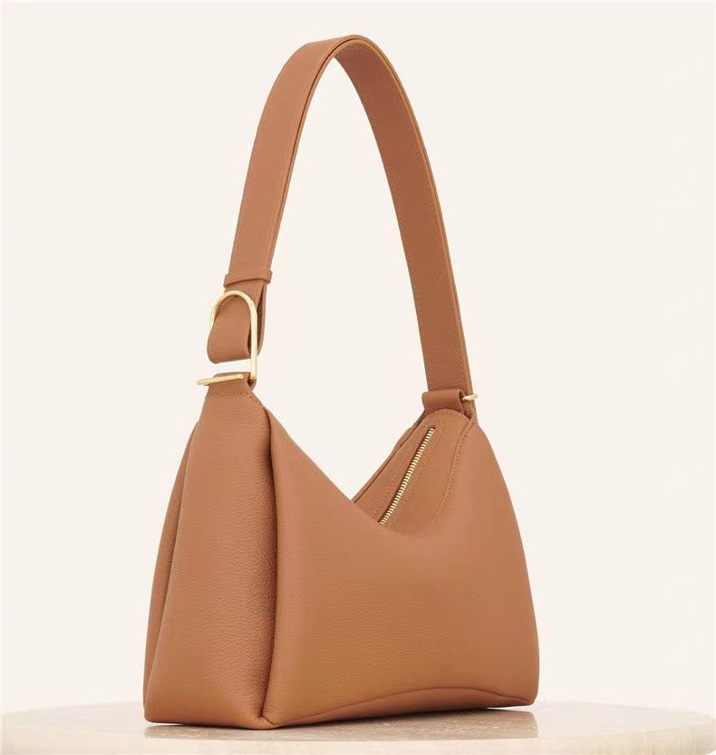 French New Armpit Bag Crescent Litchi Grain cowhide portable shoulder letter portable stylish casual ladies designer bag-image-895996886