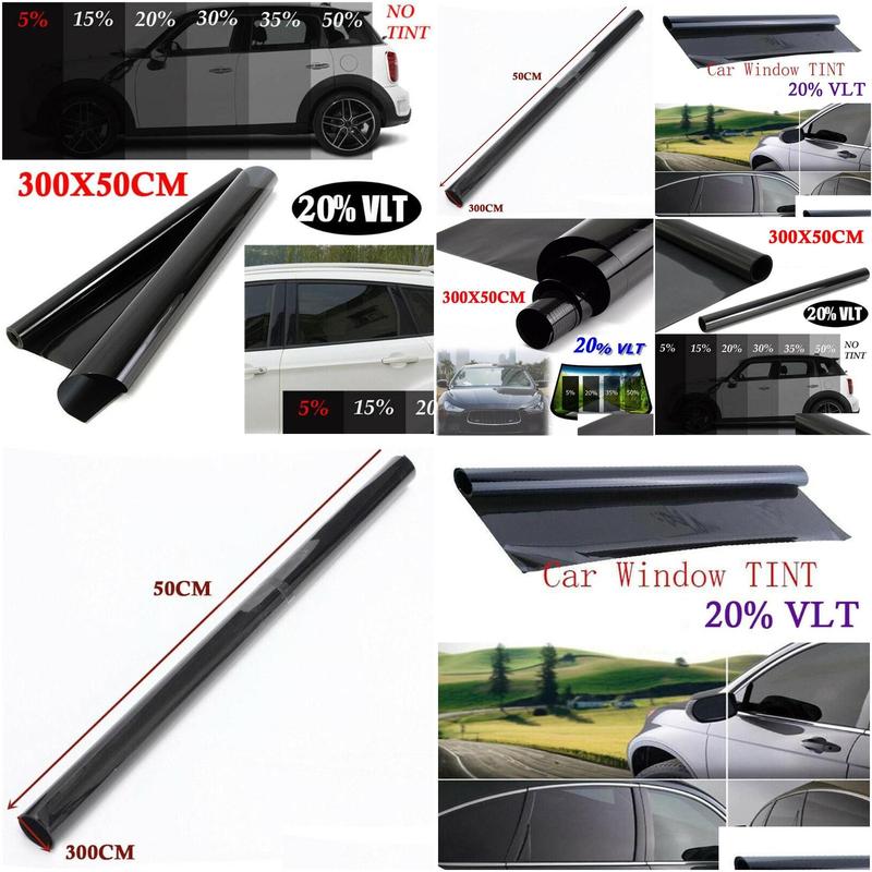 300x50 cm vlt black film roll tint window car tint auto glass window summer house sunscreen uv adhesive film stickers1