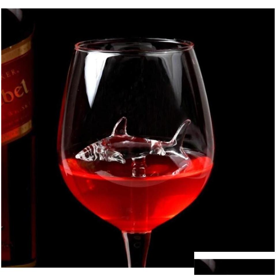 red wine glasses - lead titanium crystal glass elegance original shark red wine glass with shark inside long stemmed glasre nh0x5