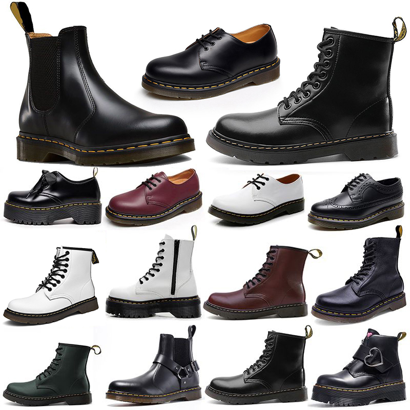 Dr Martins Bottes DOC Martens Designer Bottes Martin Hommes Femmes Baskets de luxe Triple Noir Blanc Classique Cheville Shorties Hiver Neige Chau