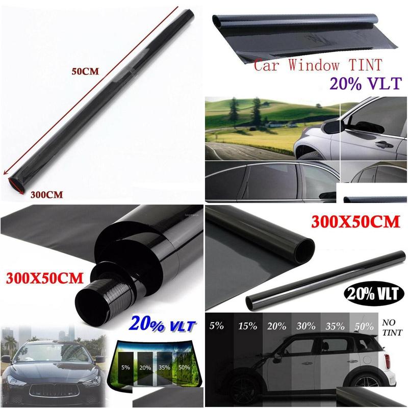 300x50 cm vlt black film roll tint window car tint auto glass window summer house sunscreen uv adhesive film stickers1