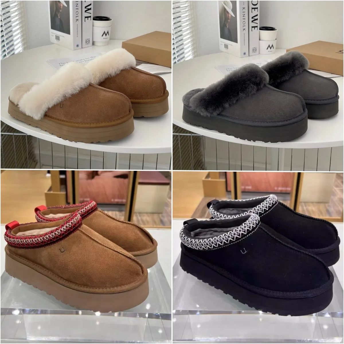 Australia Women slipper Womens Ultra Mini Platform Boots Fur Slippers Designer Tasman Shearling Slipper Suede Wool Winter Australian Ankle Snow B-image-896747203