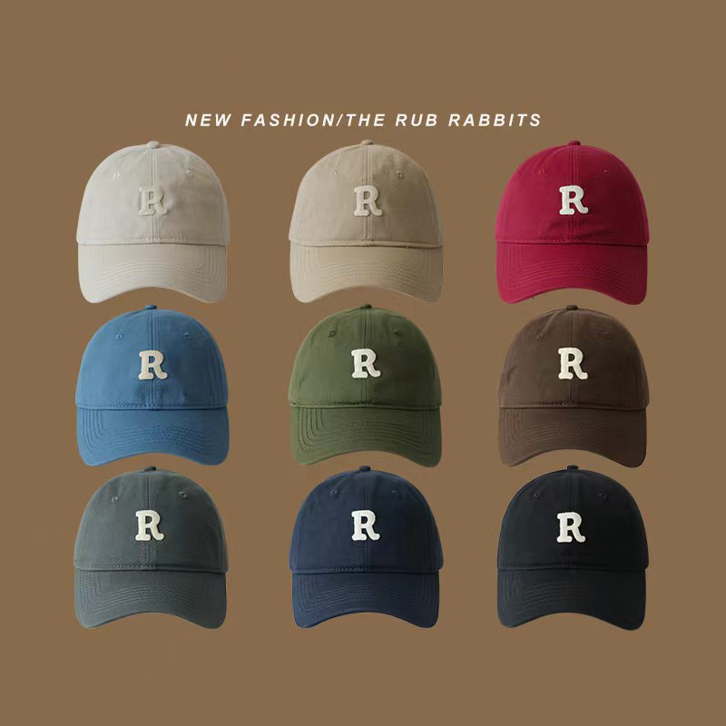 Ball Caps Fashionable All-match Men's And Women's Baseball Hat Summer Breathable R Letter Cotton Peaked Cap 11 Color Student Soft Top Hats