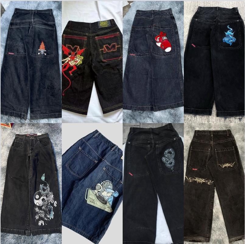 Hommes Jnco Jeans pour hommes Y2k Streetwear Hip Hop Gants de boxe Imprimé graphique Baggy Pantalon noir Hommes Femmes Harajuku Pantalon large go
