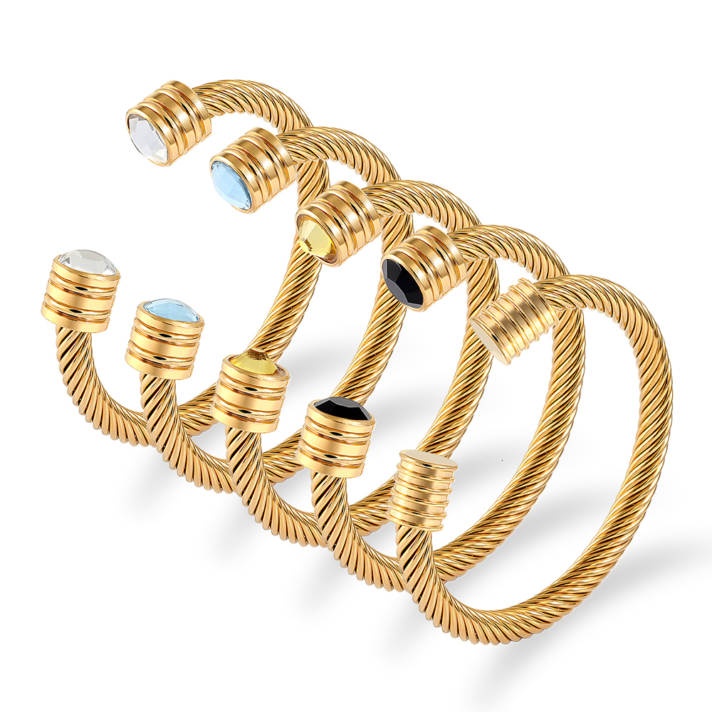 Bangle Braided Charm Open Cuff Men Women Stackable Bangles Jewelry Classic Stainless Steel Vintage Adjustable Bracelets 230823
