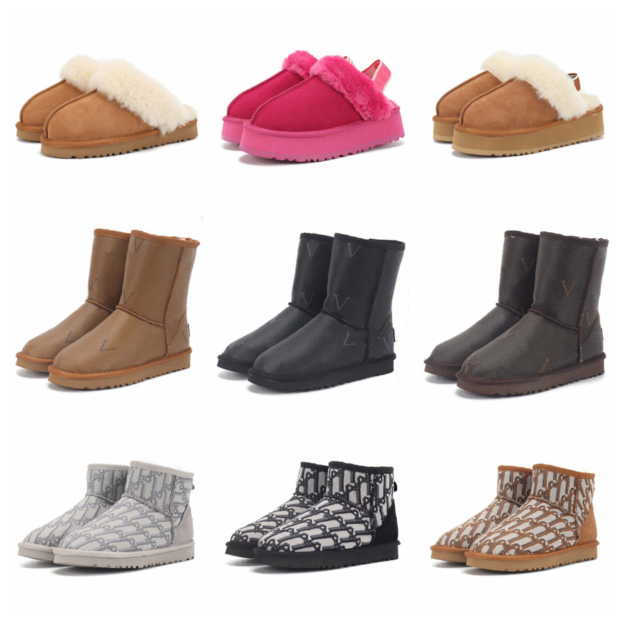 Bottines de marque de luxe de styliste pour femme, baskets de neige, doublure en velours, cuir et fourrure, chaussures décontractées, hiver, 1978