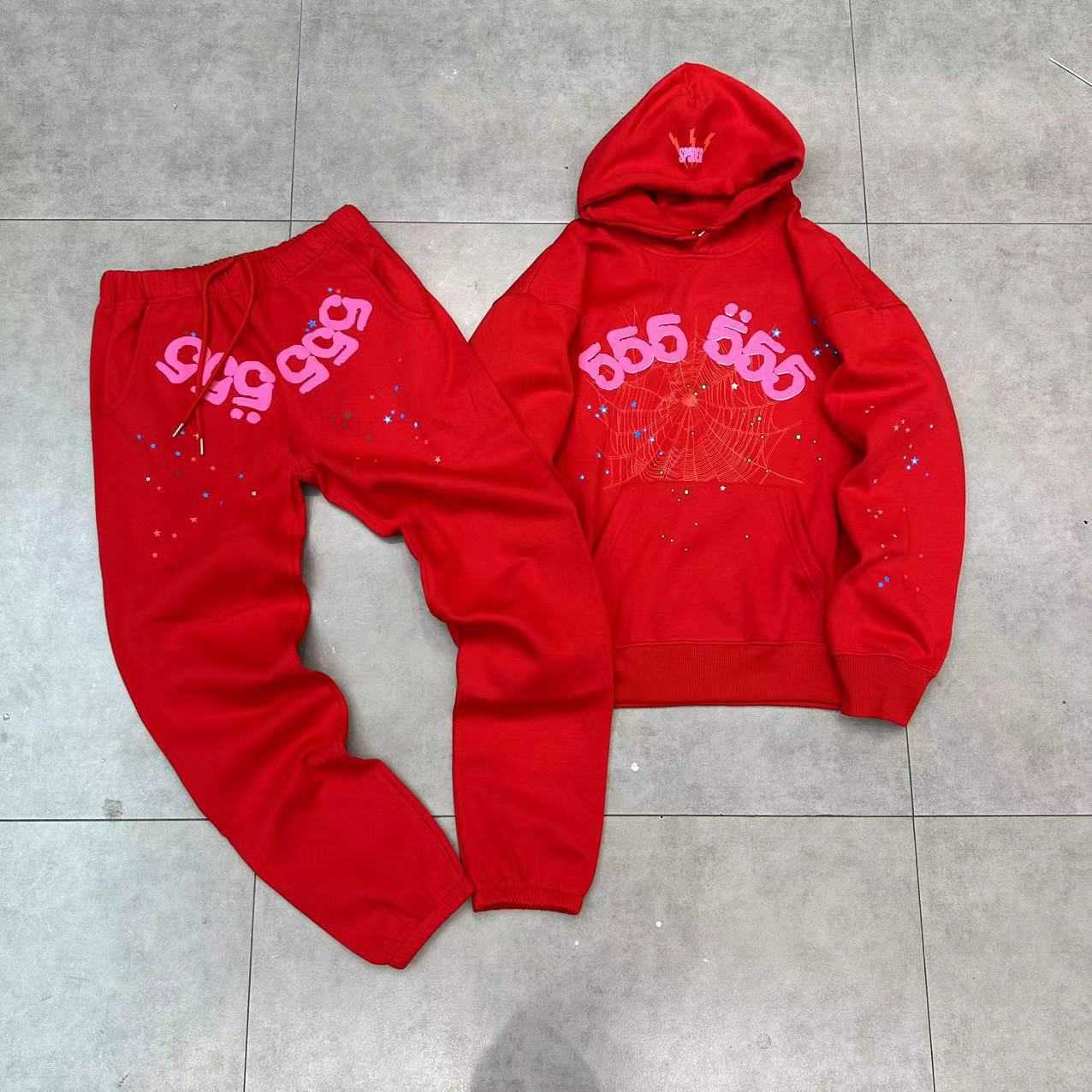 Designer Tracksuits Women Sp5der Young Thug 555555 Hoodie Cartoon Sweatshirt High Quality Foam Print Spider Web Graphic Jackets And Sweatpants Jogge
