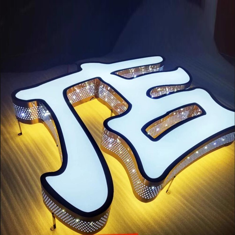 Factory Outlet Custom Outdoor advertising sidelit & frontlit Acrylic led channel letters signs, perfortated stainless steel sided LED shop signs-image-207114791